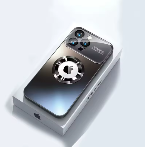 Titanium Alloy iPhone Cover med AG-glas &amp; Magnetisk Opladning